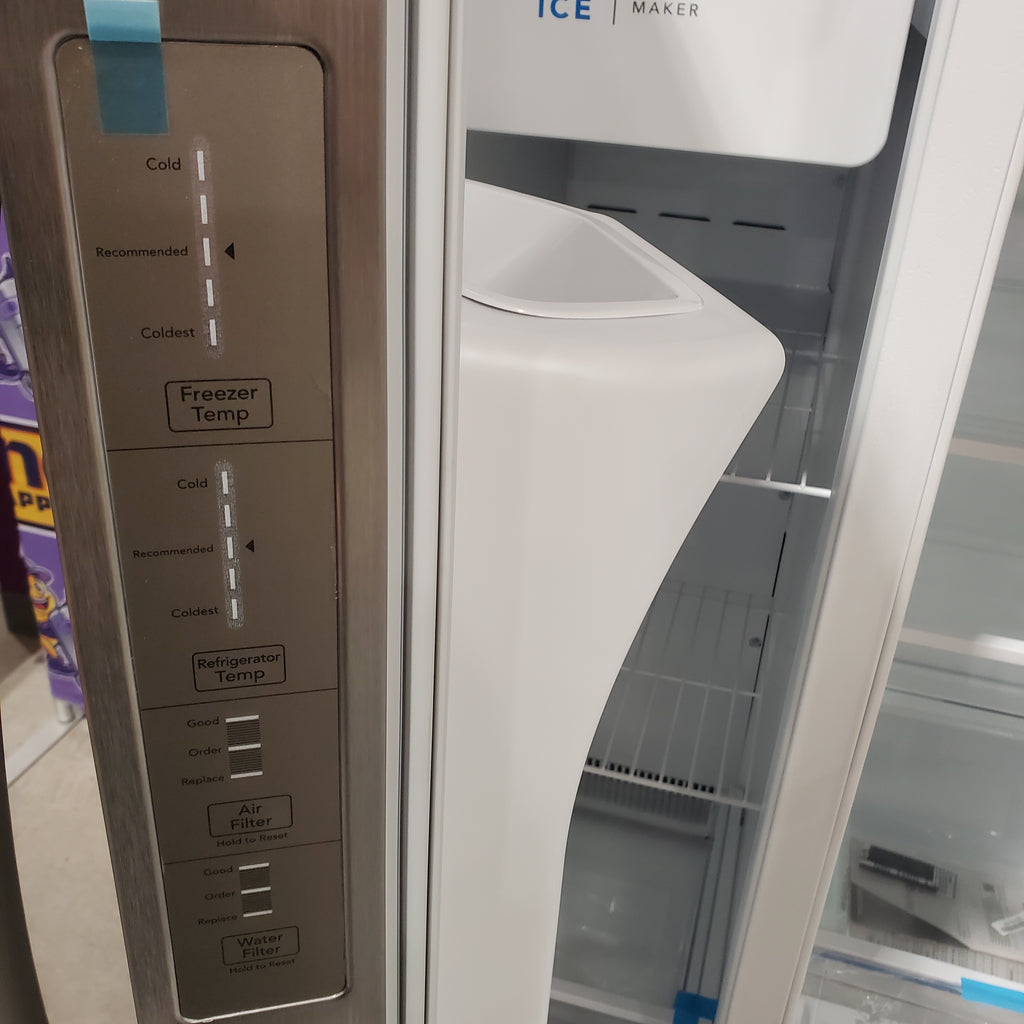 Frigidaire 25.6 cu. ft. ENERGY STAR Side by Side Refrigerator with Exterior Water and Ice Dispenser in Stainless Steel 3SD1061 - FRSS2623AS - Scratch & Dent (Minor)
