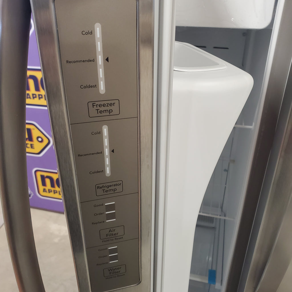Frigidaire 25.6 cu. ft. ENERGY STAR Side by Side Refrigerator with Exterior Water and Ice Dispenser in Stainless Steel FRSS2623AS - Scratch & Dent (Minor)