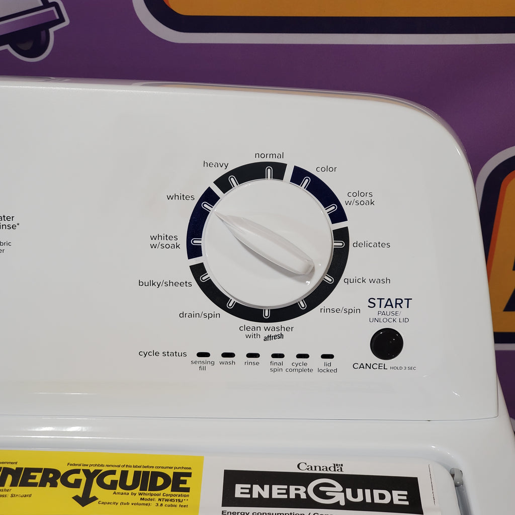 Pictures of Amana Top Load 3.8 Cu. Ft. Washer with High Efficiency Agitator in White NTW4519JW - Open Box - Neu Appliance Outlet - Discount Appliance Outlet in Austin, Tx