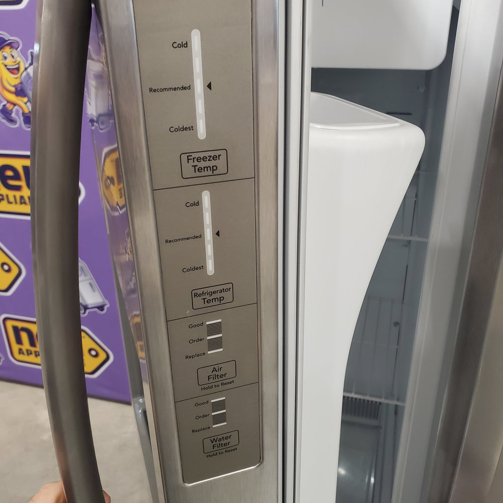 Pictures of Frigidaire 33" Wide 22.3 cu. ft. ENERGY STAR Side by Side Refrigerator Stainless Steel with Exterior Water and Ice Dispenser 20SD102 - FRSS2323AS - Scratch & Dent (Minor) - Neu Appliance Outlet - Discount Appliance Outlet in Austin, Tx