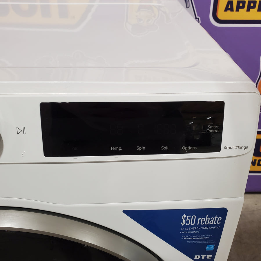 Samsung 24 in. 2.5 cu. ft. Compact Front Load Washer in White with AI Smart Dial and Super Speed Wash 251313SD1072 - WW25B6900AW - Scratch & Dent (Major)