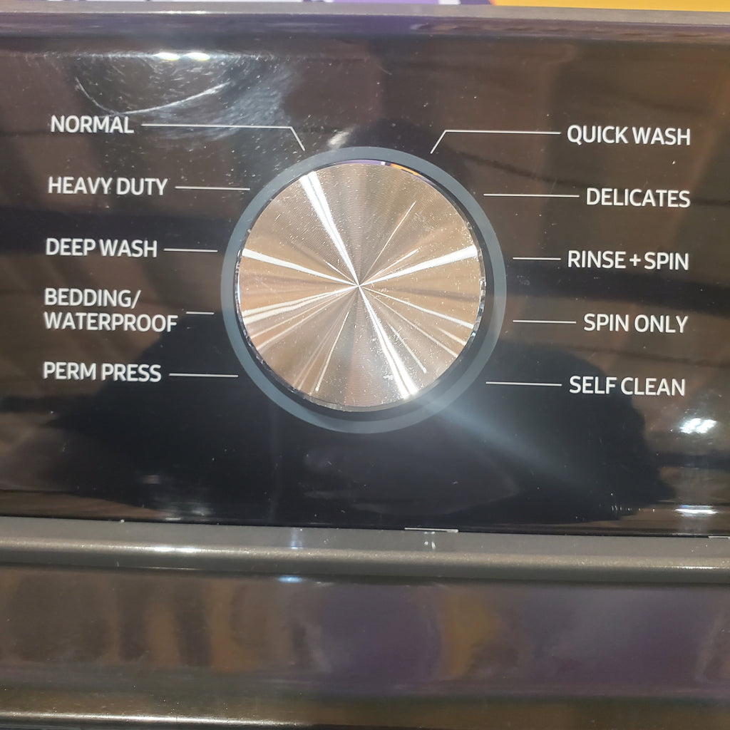 Samsung 4.5 cu. ft. Capacity Top Load Washer with Active WaterJet in Platinum WA45T3400AP - Certified Refurbished and Samsung 7.4 cu. ft. Smart Electric Dryer with Sensor Dry 16042 - DVE47CG3500V - Scratch & Dent (Minor)