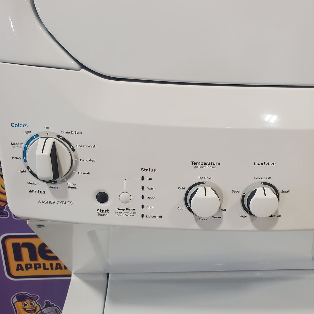 Pictures of GE White Combo 3.8 Cu. Ft. Top Load Washer and 5.9 Electric Dryer GUD27ESSM1WW - Scratch and Dent (Minor) - Neu Appliance Outlet - Discount Appliance Outlet in Austin, Tx