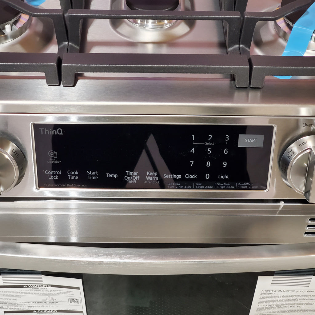 Pictures of LG 6.3 cu ft. Smart wi-fi Enabled ProBake Convection® InstaView® Gas Slide-In Range with Air Fry in Print Proof Stainless Steel - 3SD695 - LSGL6335F - Open Box - Neu Appliance Outlet - Discount Appliance Outlet in Austin, Tx