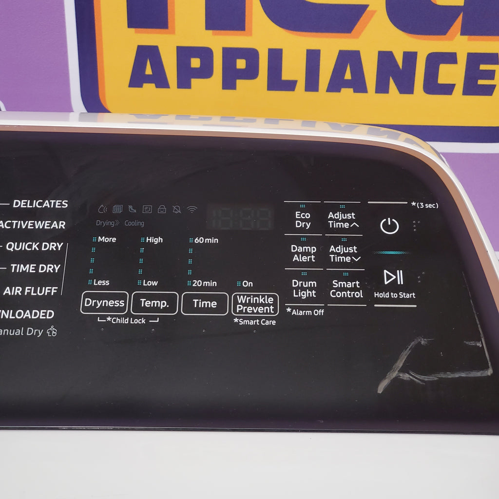 Pictures of Samsung Extra Large Steam Cycle Vented Electric Dryer Energy Star Certified in Ivory 1CR02123 - DVE55A7300E - Scratch & Dent (Moderate) - Neu Appliance Outlet - Discount Appliance Outlet in Austin, Tx