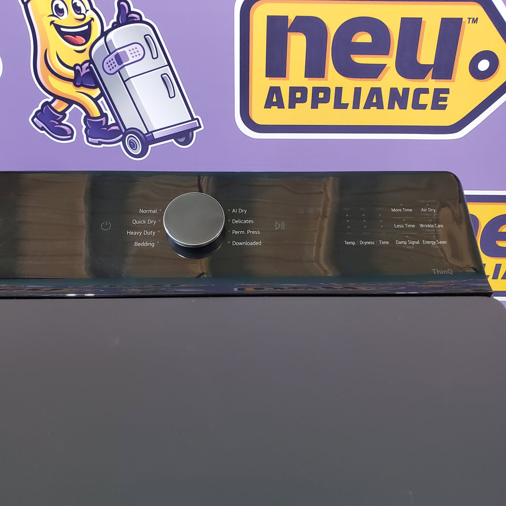 Pictures of LG 5.3 cu. ft. Capacity Top Load Washer with 4-Way® Agitator and EasyUnload™ WT8405CB - Open Box and LG 7.3 cu. ft. Capacity Smart Rear Control Electric Dryer with AI Sensing, EasyLoad™ Door DLE8400BE - Open Box - Neu Appliance Outlet - Discount Appliance Outlet in Austin, Tx