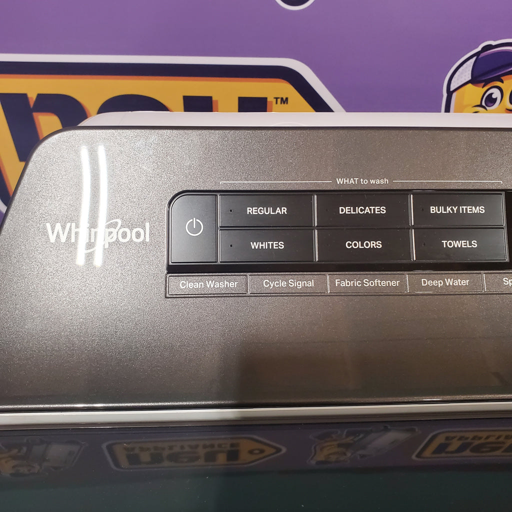 Pictures of Whirlpool High Efficiency Agitator Large Top-Load Washer in White WTW5105HW - Scratch & Dent (Minor) and Whirlpool 7.4 cu. ft. Electric Dryer with AccuDry Sensor and Wrinkle Shield WED5100HW - Scratch & Dent (Minor) - Neu Appliance Outlet - Discount Appliance Outlet in Austin, Tx