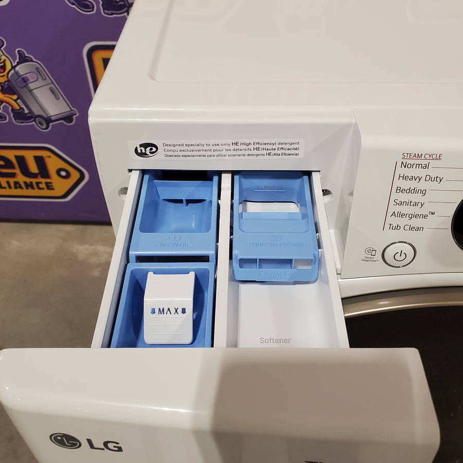LG 4.5 cu. ft. Front Load Washer with Steam and Built-In Intelligence in White WM4000HWA - Scratch & Dent (Minor) and LG 7.4 cu. ft. Front Load Electric Dryer with TurboSteam and Sensor Dry Technology in White 16188 - DLEX4000W - Scratch & Dent (Minor)