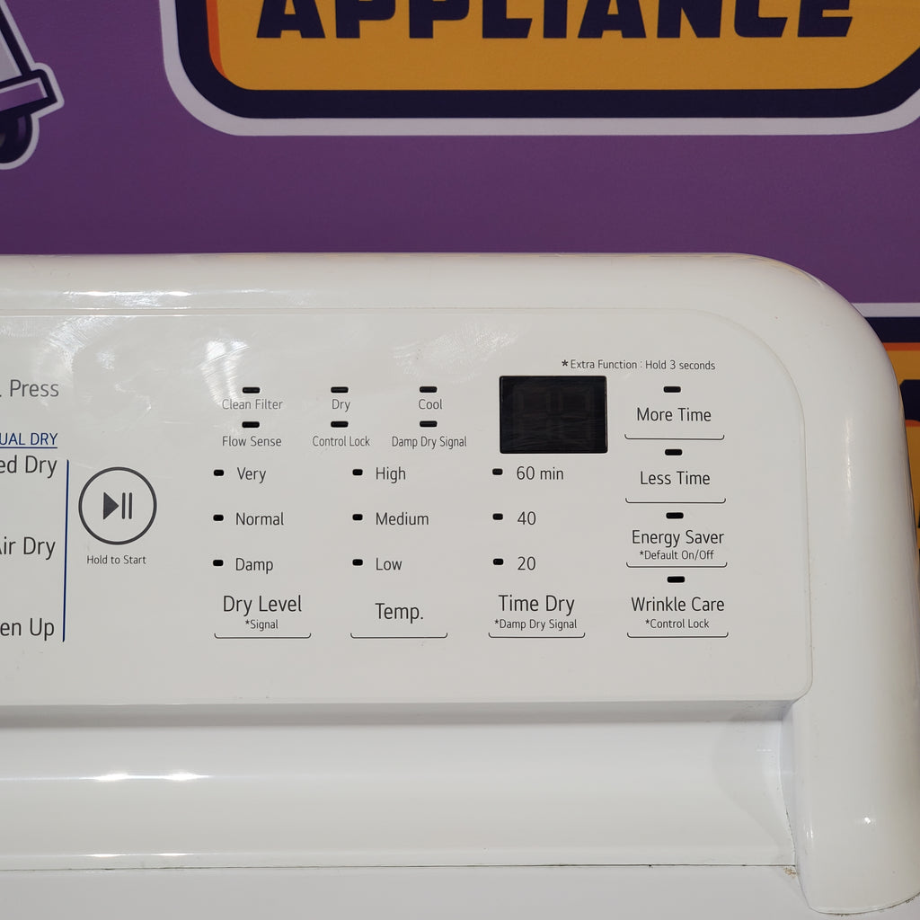 LG White Top Load 4.5 Cu. Ft. Washer with NeveRust Drum and TurboDrum Technology WT7000CW - New in Box and LG 7.3 cu. ft. Ultra Large High Efficiency Electric Dryer in White 16067 - DLE7000W - Scratch & Dent (Minor)