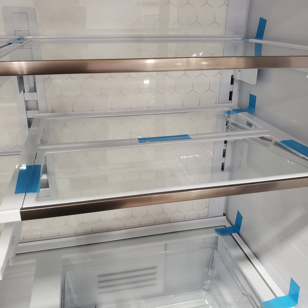 Pictures of GE Profile Fingerprint Resistant Stainless Steel Counter Depth 4 Door French Door 23.2 Cu. Ft. Refrigerator with LED Light Wall and Dual Dispense Auto Fill Pitcher PJE23BYWBFS - Open Box - Neu Appliance Outlet - Discount Appliance Outlet in Austin, Tx