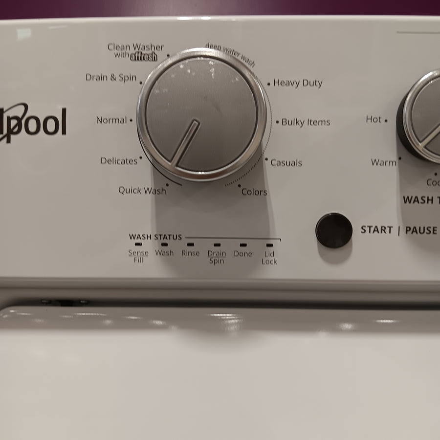 Whirlpool 28 in. Wide 3.5 cu. ft. Washer and 5.9 cu. ft. Electric Dryer Laundry Center with AutoDry Drying System 31132SD65 - WET4027HW - Scratch & Dent (Minor)