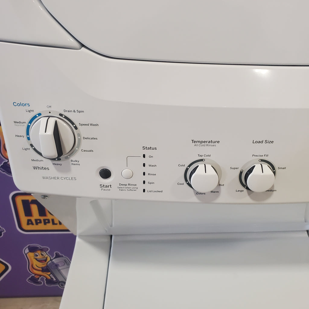 Pictures of GE White Combo 3.8 Cu. Ft. Top Load Washer and 5.9 Electric Dryer GUD27ESSM1WW - Certified Refurbished - Neu Appliance Outlet - Discount Appliance Outlet in Austin, Tx