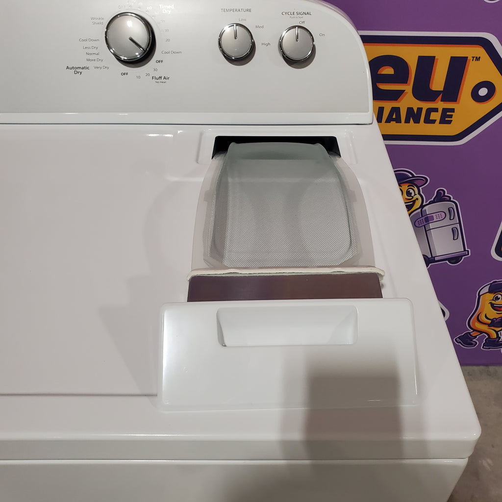 Pictures of Whirlpool 3.5 cu. ft. High Efficiency Top Load Washing Machine with Deep Water Wash WTW4816FW - Open Box and Whirlpool 7.0 cu. ft. Top Load Gas Dryer with AutoDry™ Drying System with Wrinkle Shield™ Option 16033 - WGD4950HW- Scratch & Dent (Minor) - Neu Appliance Outlet - Discount Appliance Outlet in Austin, Tx