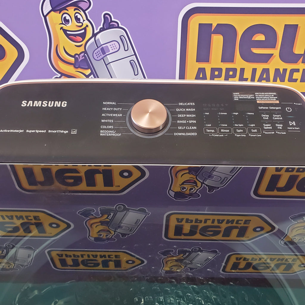 Pictures of 5.5 cu. ft. Samsung Extra-Large Capacity Smart Super Speed Ivory Top Load Washer (Scratch & Dent) - Minor and 7.4-cu ft Electric Steam Sanitize+ Dryer in Ivory (Scratch & Dent) - Minor - Neu Appliance Outlet - Discount Appliance Outlet in Austin, Tx