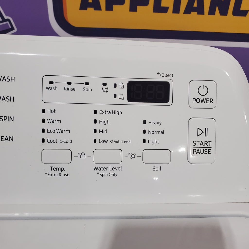Samsung 4.5 cu. ft. Top Load Washer with Vibration Reduction Technology+ in White WA45T3200AW - Certified Refurbished and Samsung 7.2 cu. ft. Electric Dryer with Sensor Dry in White 16061 - DVE45T3200W - Open Box