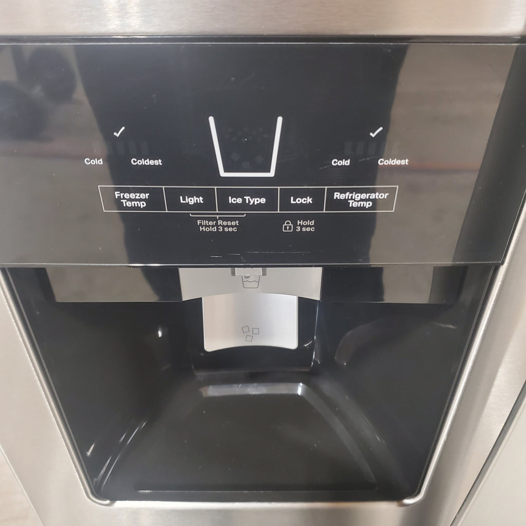 Whirlpool 33 Inch Wide Side by Side 21 Cu. Ft. Refrigerator with Can Caddy and Frameless Glass Shelves in Fingerprint Resistant Stainless Steel 5SD194 - WRS321SDHZ - Scratch and Dent (Moderate)