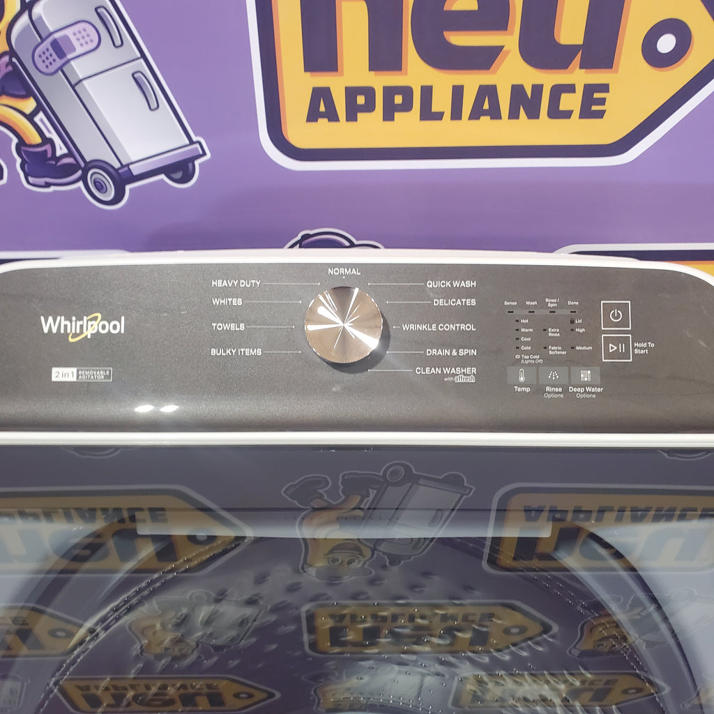 Whirlpool 5.2–5.3 Cu. Ft. Top Load Washer in White with Removable Agitator WTW6157PW - Open Box and Whirlpool 7.0 cu. ft. Electric Dryer with Hamper Door 16062 - WED5010LW - Open Box
