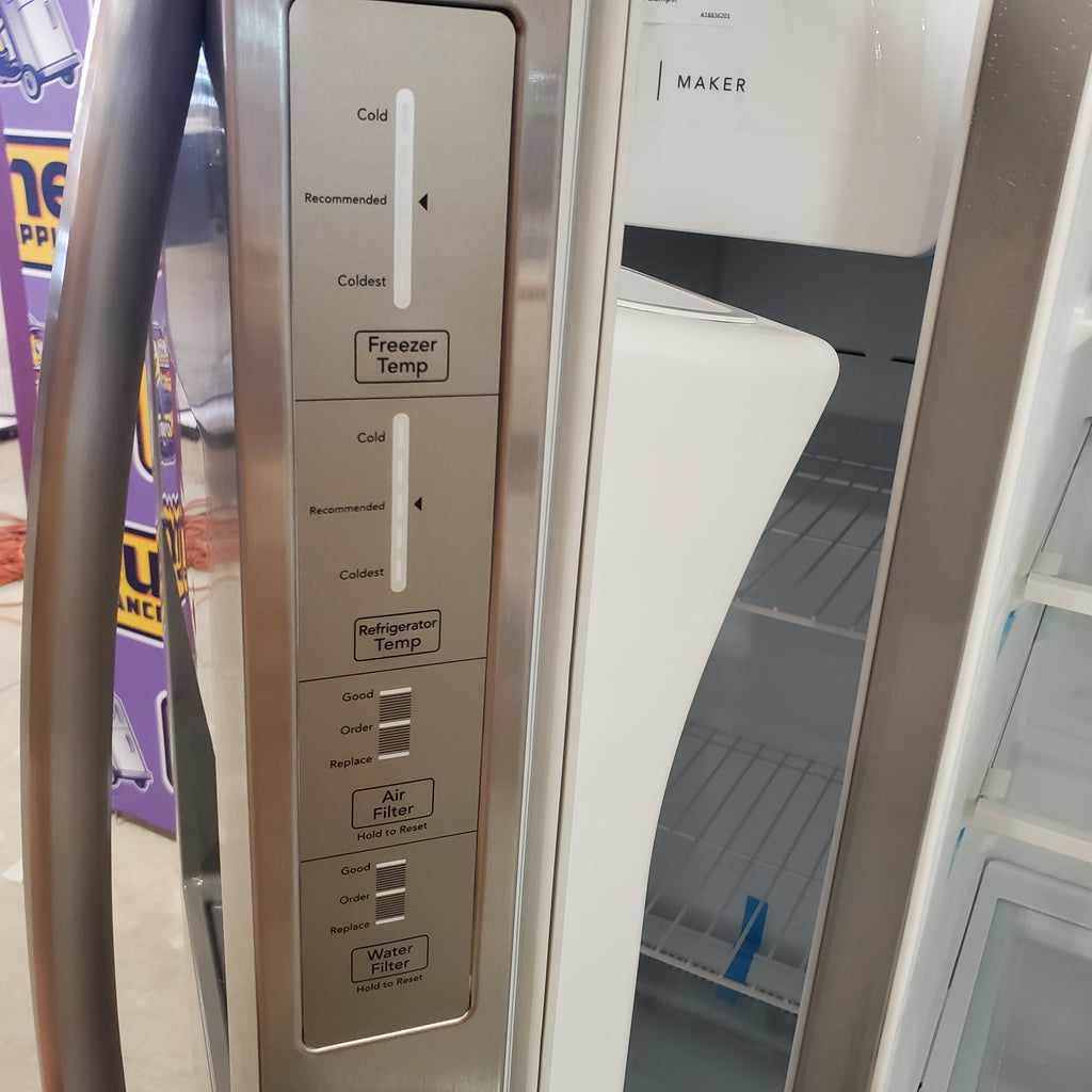 Frigidaire 25.6 cu. ft. ENERGY STAR Side by Side Refrigerator with Exterior Water and Ice Dispenser in Stainless Steel 3SD265 - FRSS2623AS - Scratch & Dent (Major)