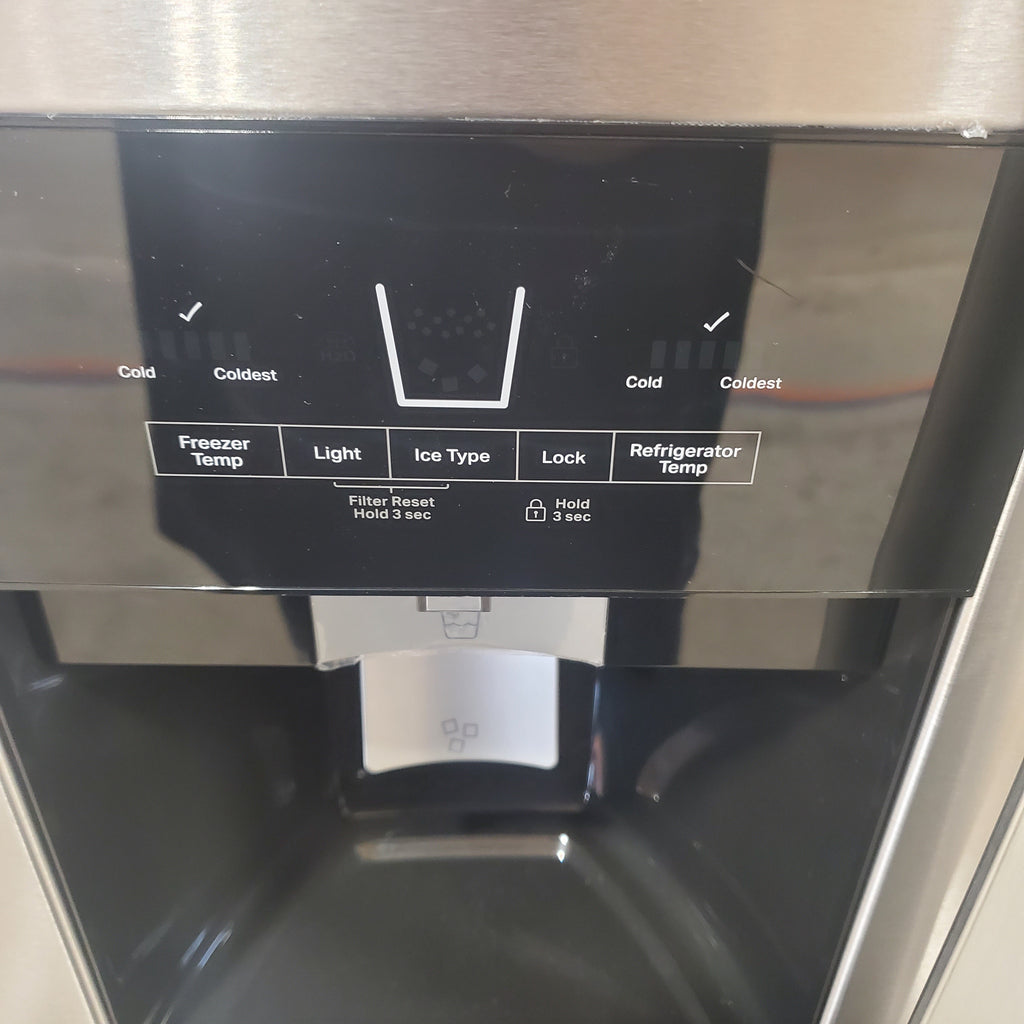Whirlpool 33 Inch Wide Side by Side 21 Cu. Ft. Refrigerator with Can Caddy and Frameless Glass Shelves in Fingerprint Resistant Stainless Steel 3SD761 - WRS321SDHZ - Scratch & Dent (Minor)