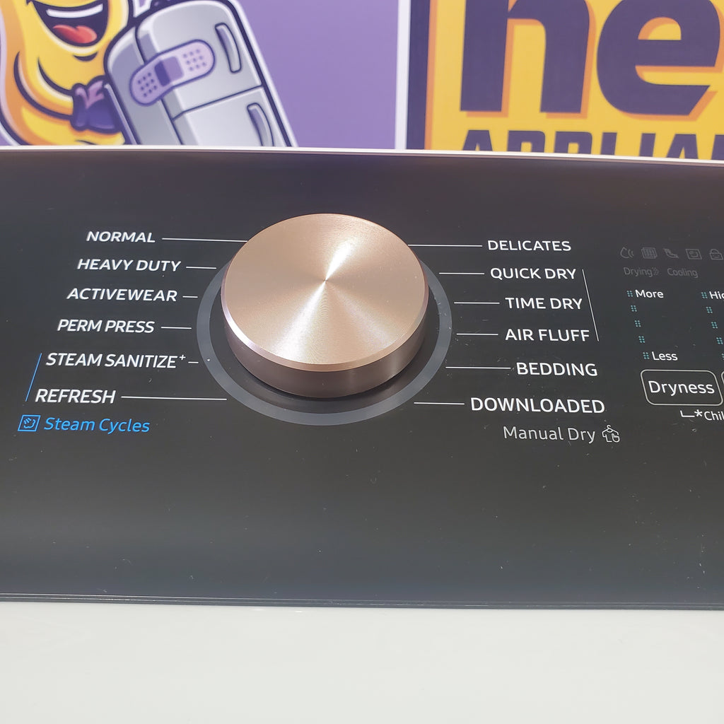 Pictures of 5.5 cu. ft. Samsung Extra-Large Capacity Smart Super Speed Ivory Top Load Washer (Scratch & Dent) - Minor and 7.4-cu ft Electric Steam Sanitize+ Dryer in Ivory (Scratch & Dent) - Minor - Neu Appliance Outlet - Discount Appliance Outlet in Austin, Tx