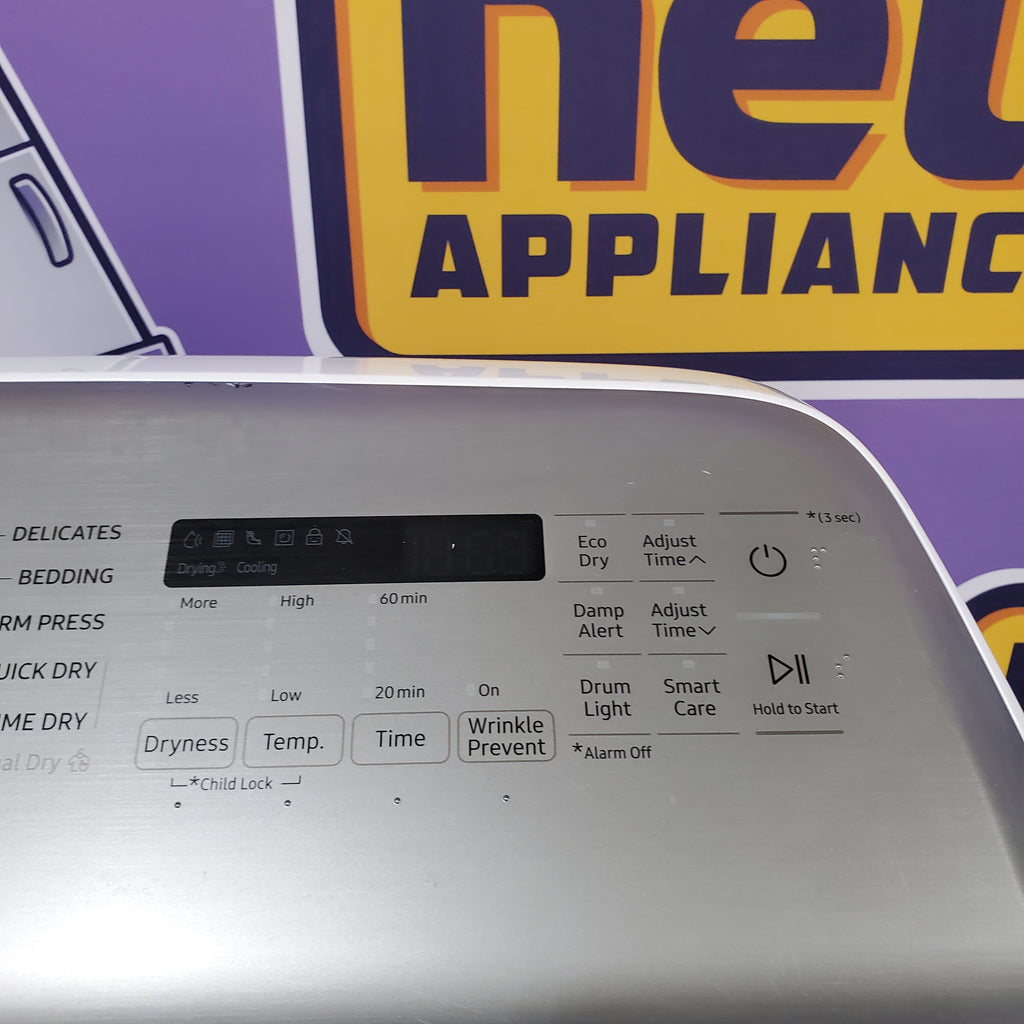 Samsung White Top Load 5.4 Cu. Ft. Washer with Active Water Jet WA50R5200AW/US - Certified Refurbished and Samsung White 7.4 cu. ft. Electric Dryer in White with Steam Sanitize+ DVE54R7200W/A3 - Certified Refurbished