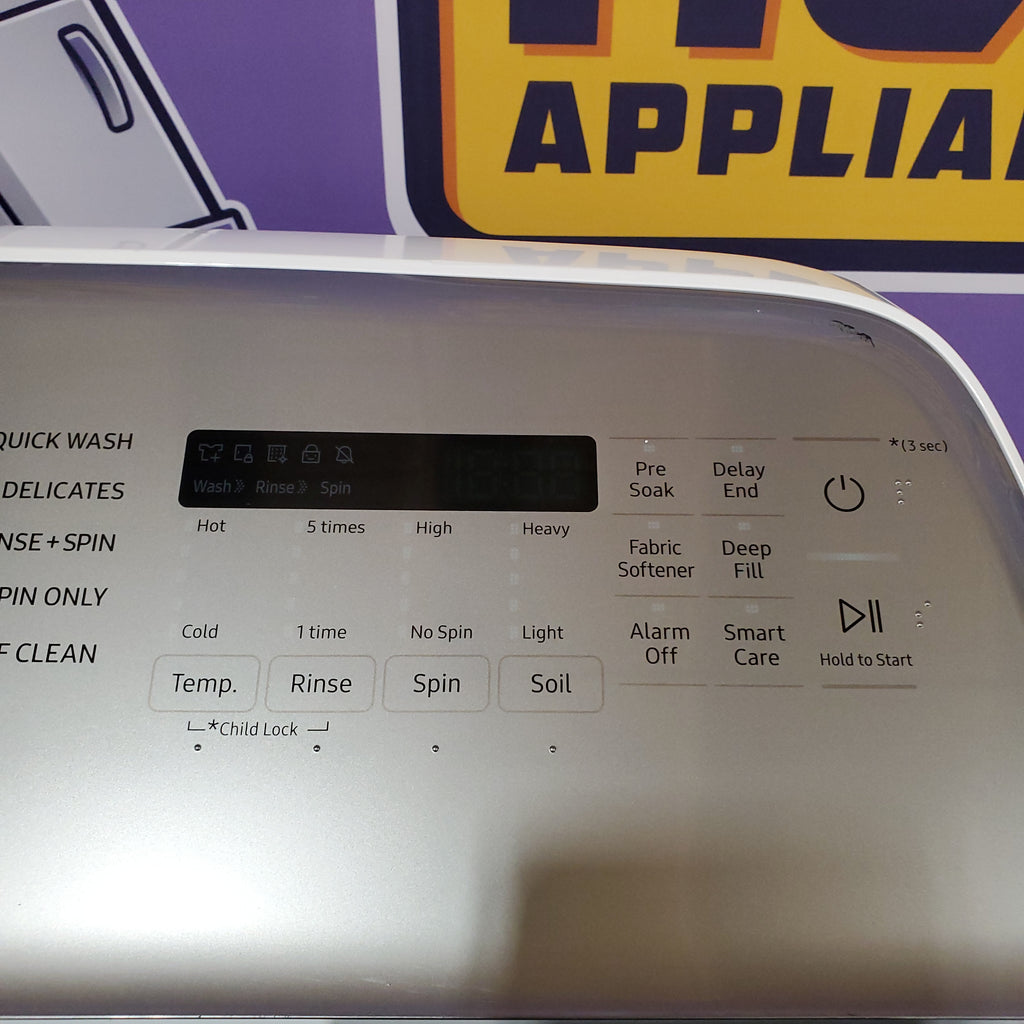 Samsung White Top Load 5.0 Cu. Ft. Washer with Active Water Jet 16096 - WA50R5200AW - Certified Refurbished and Samsung White Electric 7.4 Cu. Ft. Dryer with Sensor Dry 16085 - DVE50R5200W - Certified Refurbished