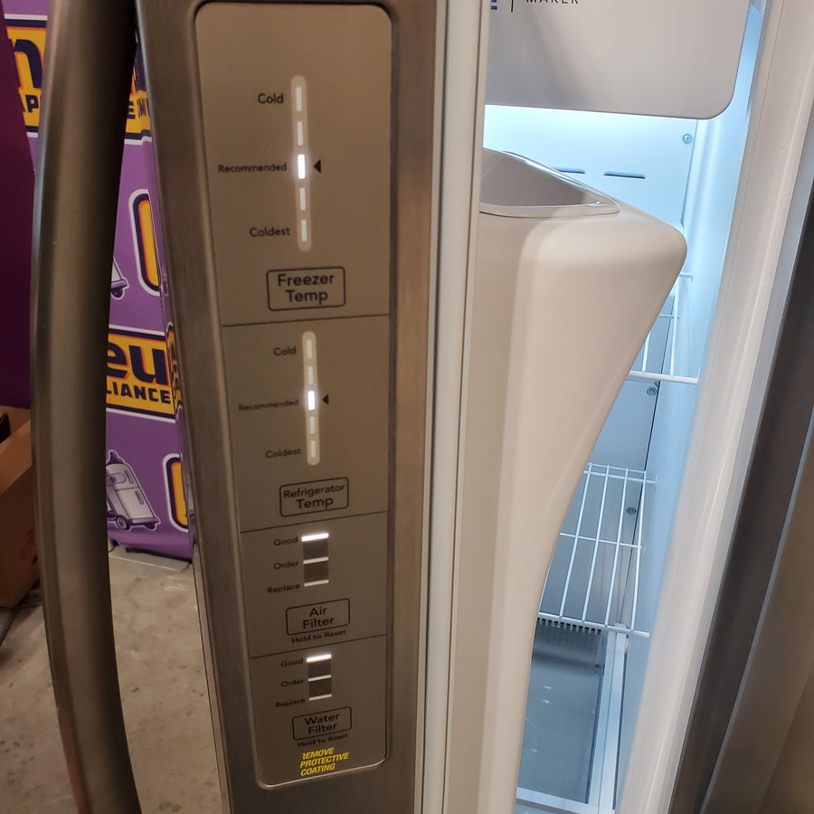 Frigidaire 25.6 cu. ft. ENERGY STAR Side by Side Refrigerator with Exterior Water and Ice Dispenser in Stainless Steel 3SD955 - FRSS2623AS - Scratch & Dent (Minor)