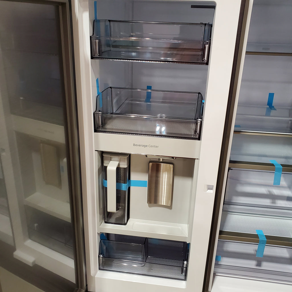 Pictures of Samsung Bespoke White Glass 3 Door French Door 30 Cu. Ft. Refrigerator with Beverage Center 3SD744 - RF30BB660012 - Scratch & Dent (Minor) - Neu Appliance Outlet - Discount Appliance Outlet in Austin, Tx