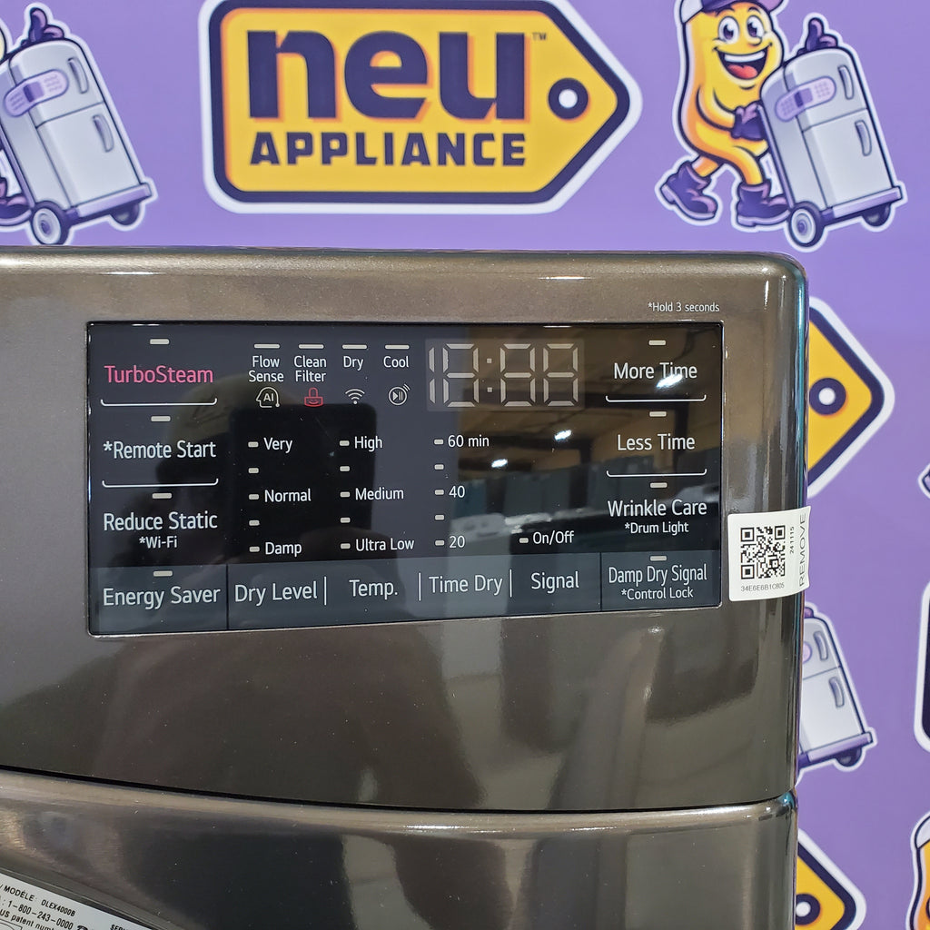 Pictures of LG Black Steel 4.5 Cu. Ft. Front Load Washer with TurboWash360 WM4000HBA - New in Box and LG Black Steel Smart Wi-Fi Enabled Front Load Electric 7.4 Cu. Ft. Dryer with TurboSteam and Built-In Intelligence DLEX4000B - Open Box - Neu Appliance Outlet - Discount Appliance Outlet in Austin, Tx
