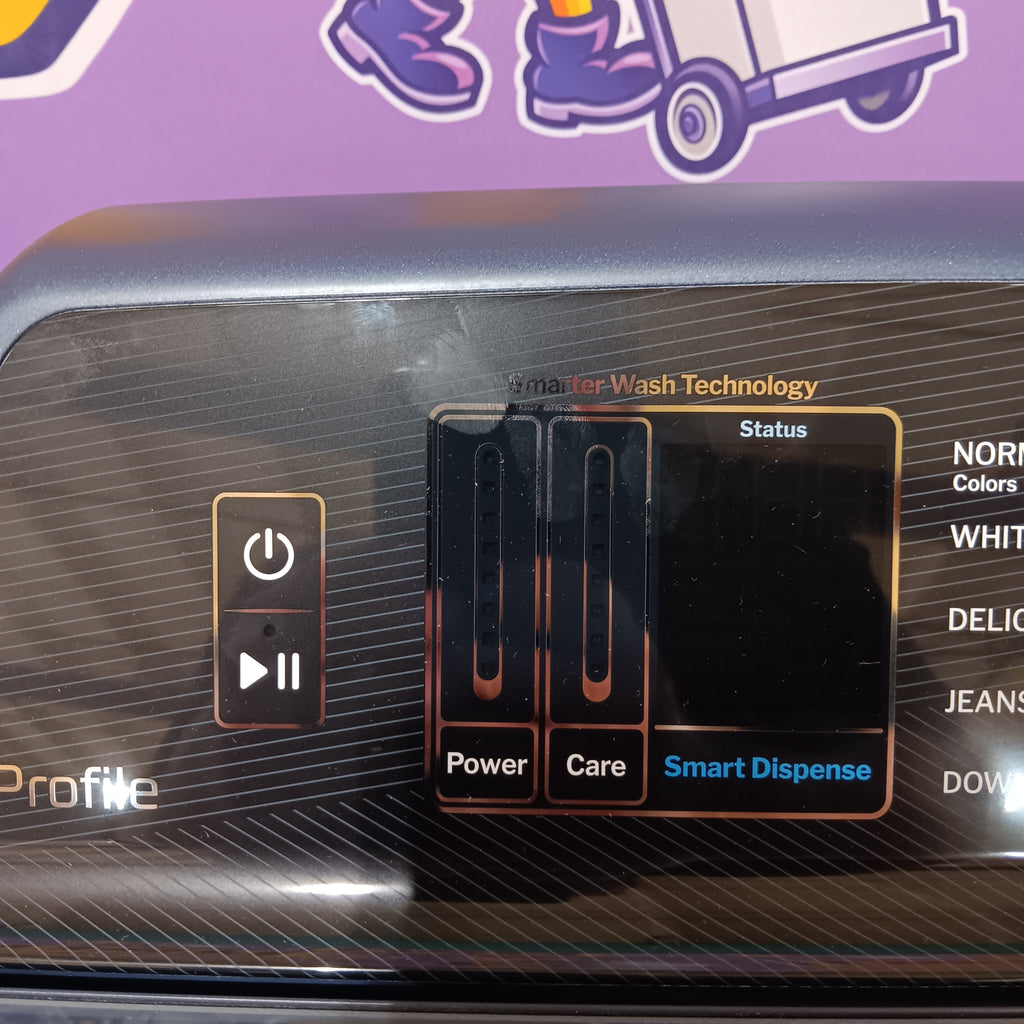 Pictures of GE Profile™ ENERGY STAR® 5.4 cu. ft. Capacity Washer with Smarter Wash Technology and Adaptive SmartDispense PTW800BPWRS - New in Box and GE Profile™ 7.3 cu. ft. Capacity Smart Gas Dryer with Steam and Washer Link GE9871G - PTD80GBPTRS - New in Box - Neu Appliance Outlet - Discount Appliance Outlet in Austin, Tx
