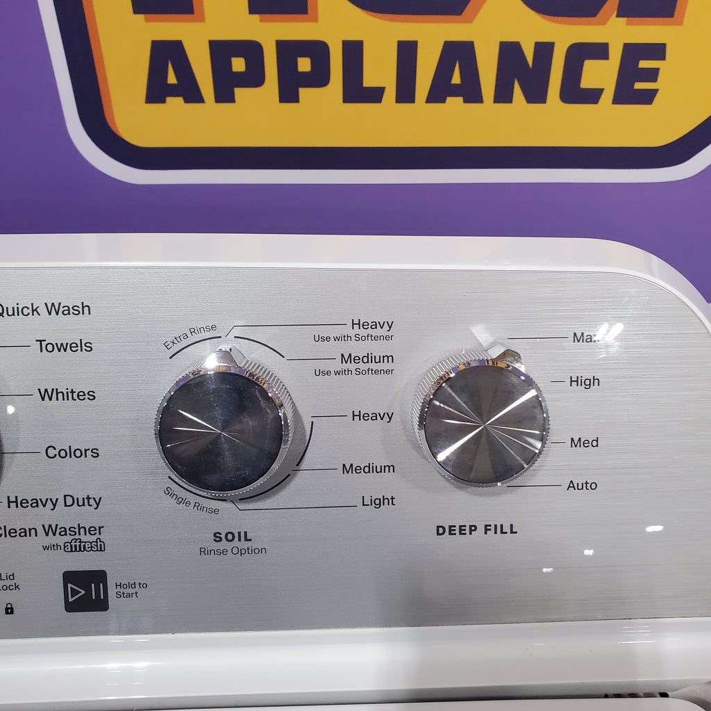 Pictures of MayTag 4.8 cu. ft. Top Load Washer with Extra Power, Built-In Water Faucet MVW5430MW - Scratch & Dent (Minor) and MayTag 7.0 cu. ft. Top Load Electric Wrinkle Prevent Dryer 16132 - MED4500MW - Open Box - Neu Appliance Outlet - Discount Appliance Outlet in Austin, Tx