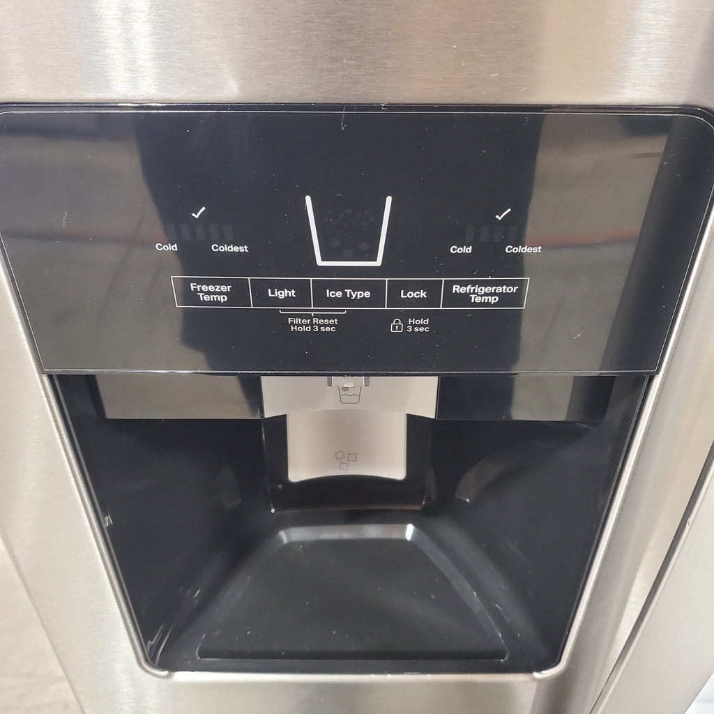 Whirlpool 33 Inch Wide Side by Side 21 Cu. Ft. Refrigerator with Can Caddy and Frameless Glass Shelves in Fingerprint Resistant Stainless Steel 3SD476 - WRS321SDHZ - Scratch and Dent (Minor)