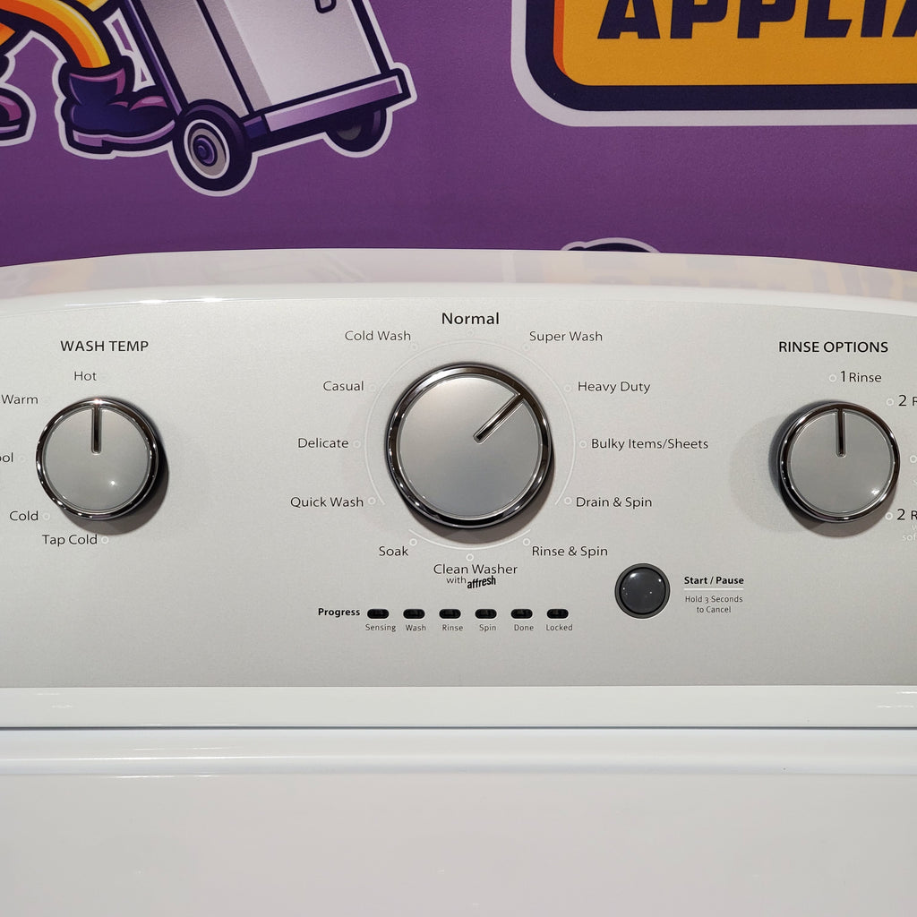 Pictures of Whirlpool 3.5 cu. ft. High Efficiency Top Load Washing Machine with Deep Water Wash WTW4816FW - Open Box and Whirlpool 7.0 cu. ft. Top Load Gas Dryer with AutoDry™ Drying System with Wrinkle Shield™ Option 16033 - WGD4950HW- Scratch & Dent (Minor) - Neu Appliance Outlet - Discount Appliance Outlet in Austin, Tx