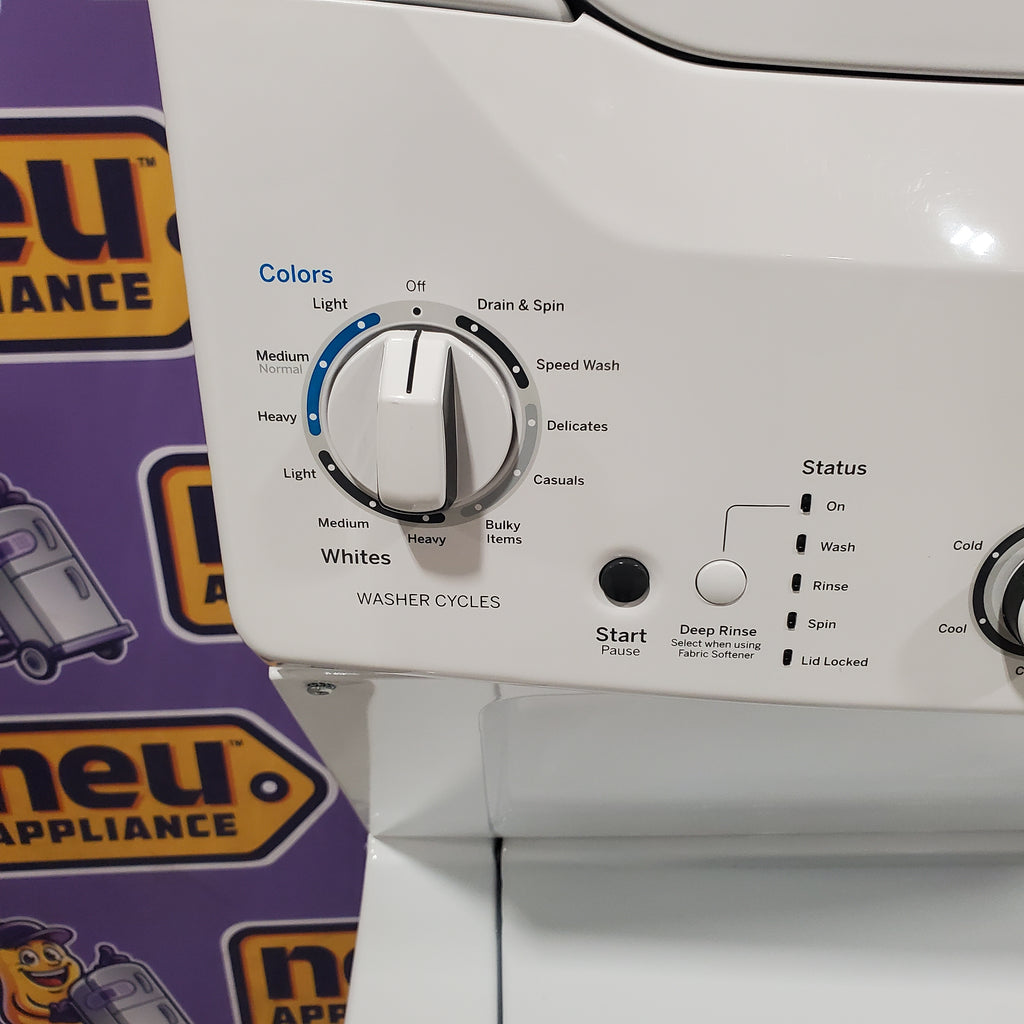 Pictures of GE Unitized Spacemaker® 3.8 cu. ft. Capacity Washer with Stainless Steel Basket and 5.9 cu. ft. Capacity Electric Dryer 24SD036 - GUD27ESSMWW - Open Box - Neu Appliance Outlet - Discount Appliance Outlet in Austin, Tx