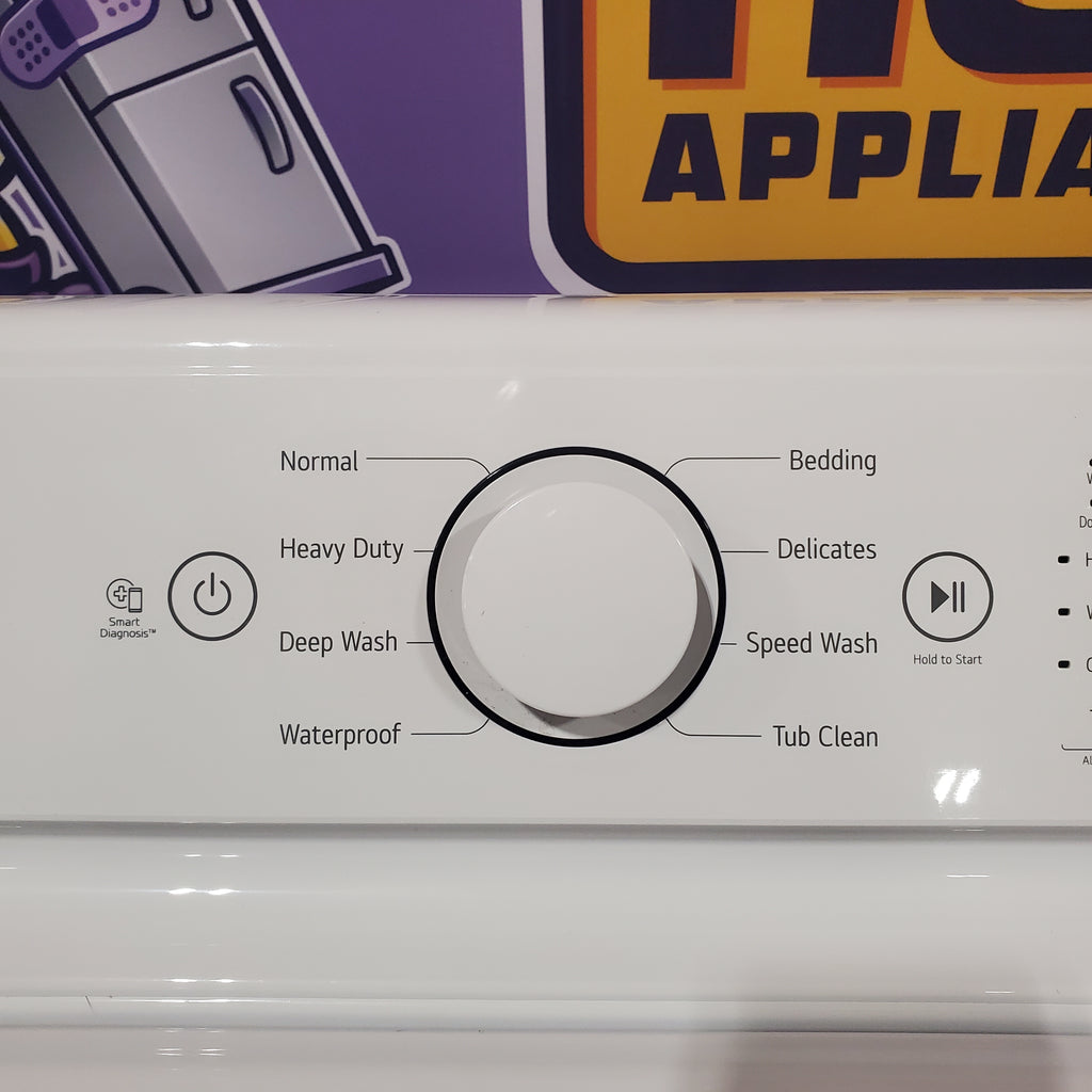 LG White Top Load 4.5 Cu. Ft. Washer with NeveRust Drum and TurboDrum Technology WT7000CW - Certified Refurbished and LG 7.3 Cu. Ft. Electric Rear Control Ultra Large Capacity Dryer in White with Sensor Dry 16037 - DLE6100W - Certified Refurbished