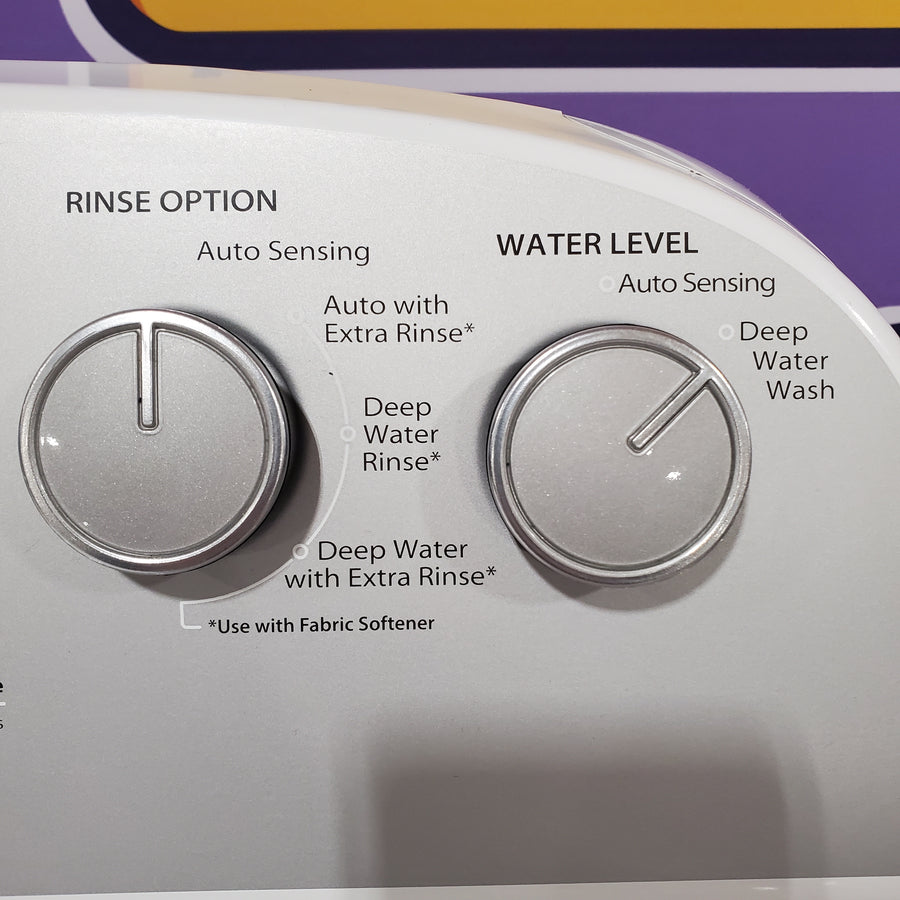 Whirlpool 3.8–3.9 Cu. Ft. Top Load Washer with 2 in 1 Removable Agitator and Soil Level Selection WTW4957PW - Scratch & Dent (Minor) and Whirlpool White Electric 7.0 Cu. Ft. Dryer with Auto Dry 16186 - WED4950HW - Scratch & Dent (Minor)