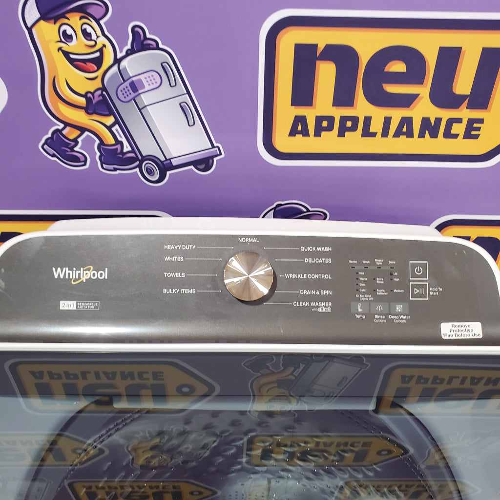 Pictures of Whirlpool 5.2–5.3 Cu. Ft. Top Load Washer in White with Removable Agitator WTW6157PW - Open Box and Whirlpool Top Load Electric Moisture Sensing 7.0 Cu. Ft. Dryer with Steam 16073 - WED5050LW - Open Box - Neu Appliance Outlet - Discount Appliance Outlet in Austin, Tx