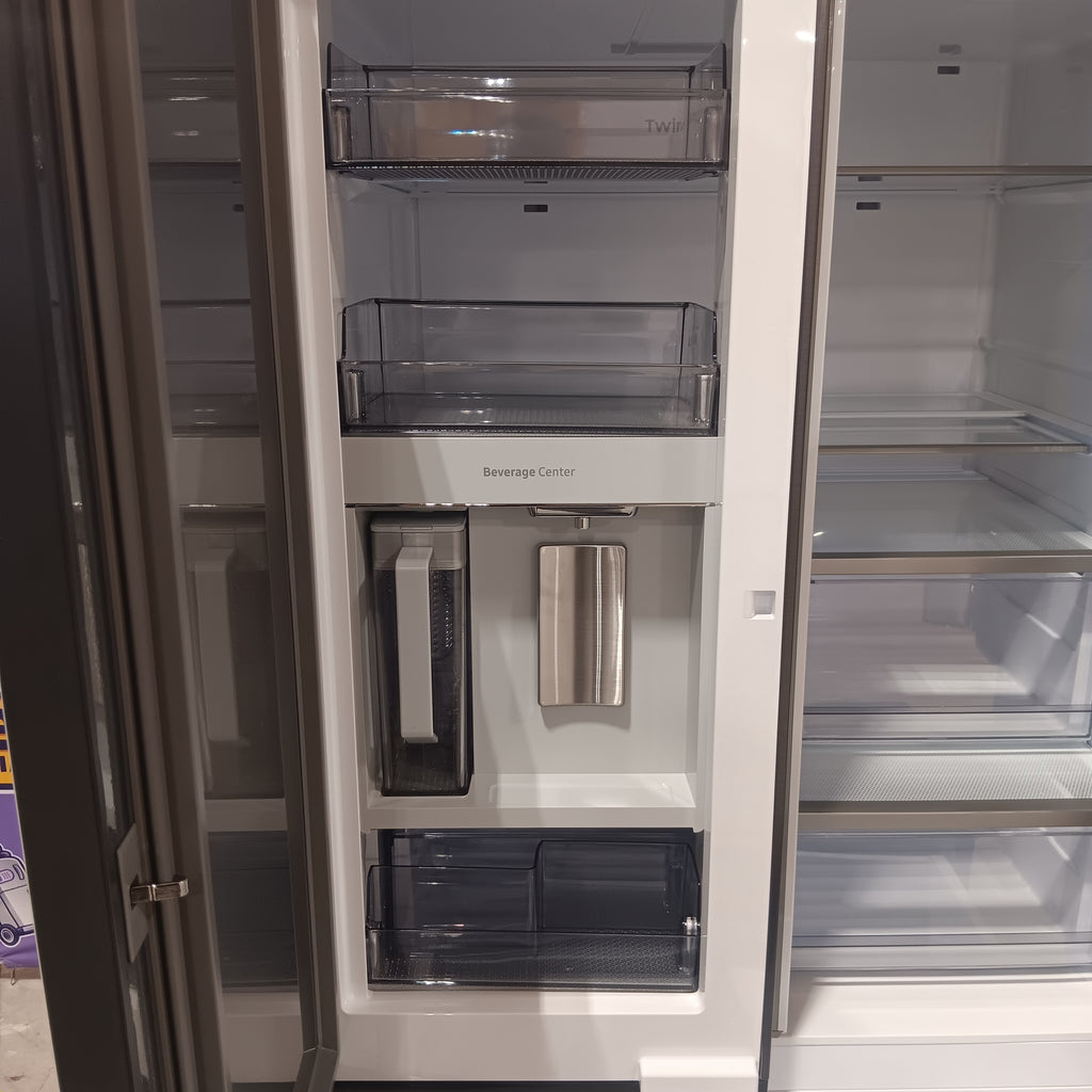 Samsung Bespoke White Glass 3 Door French Door 30 Cu. Ft. Refrigerator with Beverage Center 22131SD86 - RF30BB660012 - Scratch & Dent (Minor)