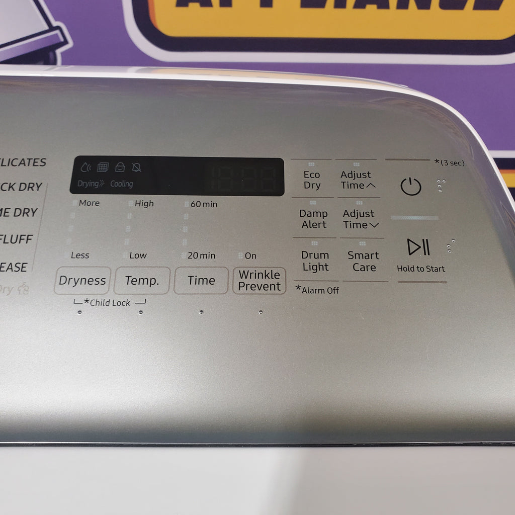 Pictures of Samsung White Top Load 5.4 Cu. Ft. Washer with Active Water Jet WA54R7200AW - Certified Refurbished and Samsung White Electric 7.4 Cu. Ft. Dryer with Sensor Dry DVE50R5200W - Scratch and Dent (Minor) - Neu Appliance Outlet - Discount Appliance Outlet in Austin, Tx