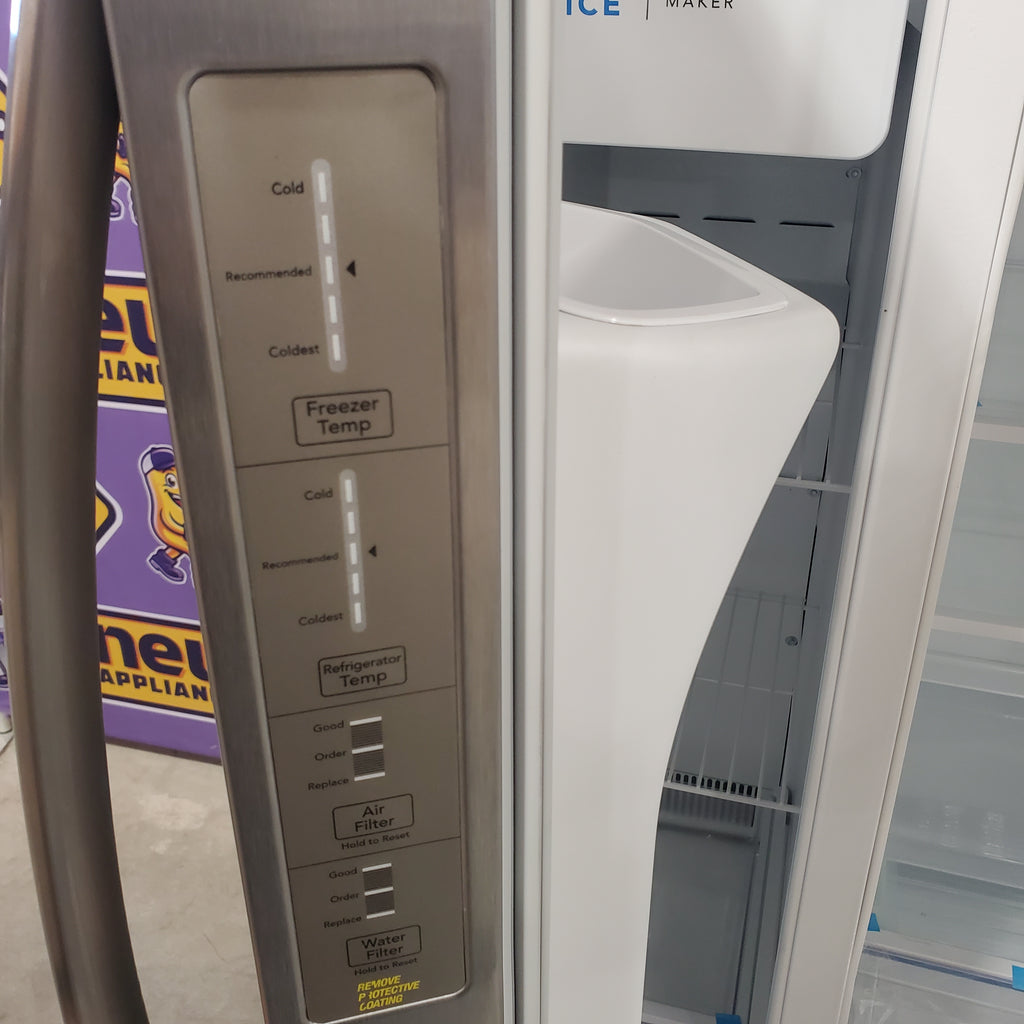 Pictures of Frigidaire 33" Wide 22.3 cu. ft. ENERGY STAR Side by Side Refrigerator Stainless Steel with Exterior Water and Ice Dispenser 20SD105 - FRSS2323AS - Scratch & Dent (Minor) - Neu Appliance Outlet - Discount Appliance Outlet in Austin, Tx