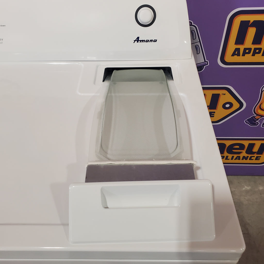 Amana 3.8 Cu. Ft. Top Load Washer with High Efficiency Agitator NTW4519JW - Scratch & Dent (Minor) and Amana 6.5 Cu. Ft. Electric Dryer with Wrinkle Prevent Option 16053 - NED4655EW - Open Box