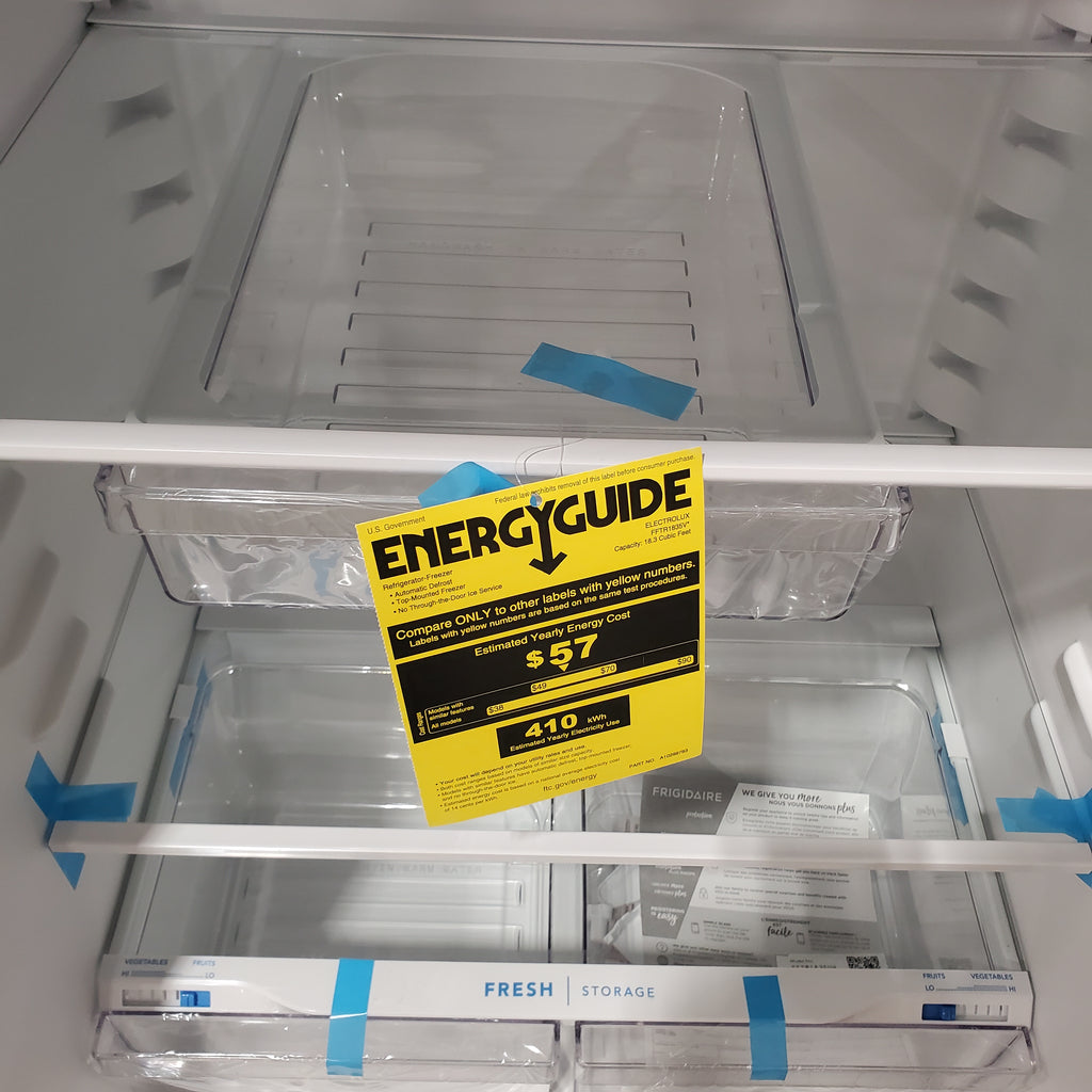 Pictures of Frigidaire 30 in. Width 18.3 cu. ft. Top Freezer Refrigerator with EvenTemp Cooling System in White 20SD001 - FFTR1835VW - Scratch & Dent (Moderate) - Neu Appliance Outlet - Discount Appliance Outlet in Austin, Tx