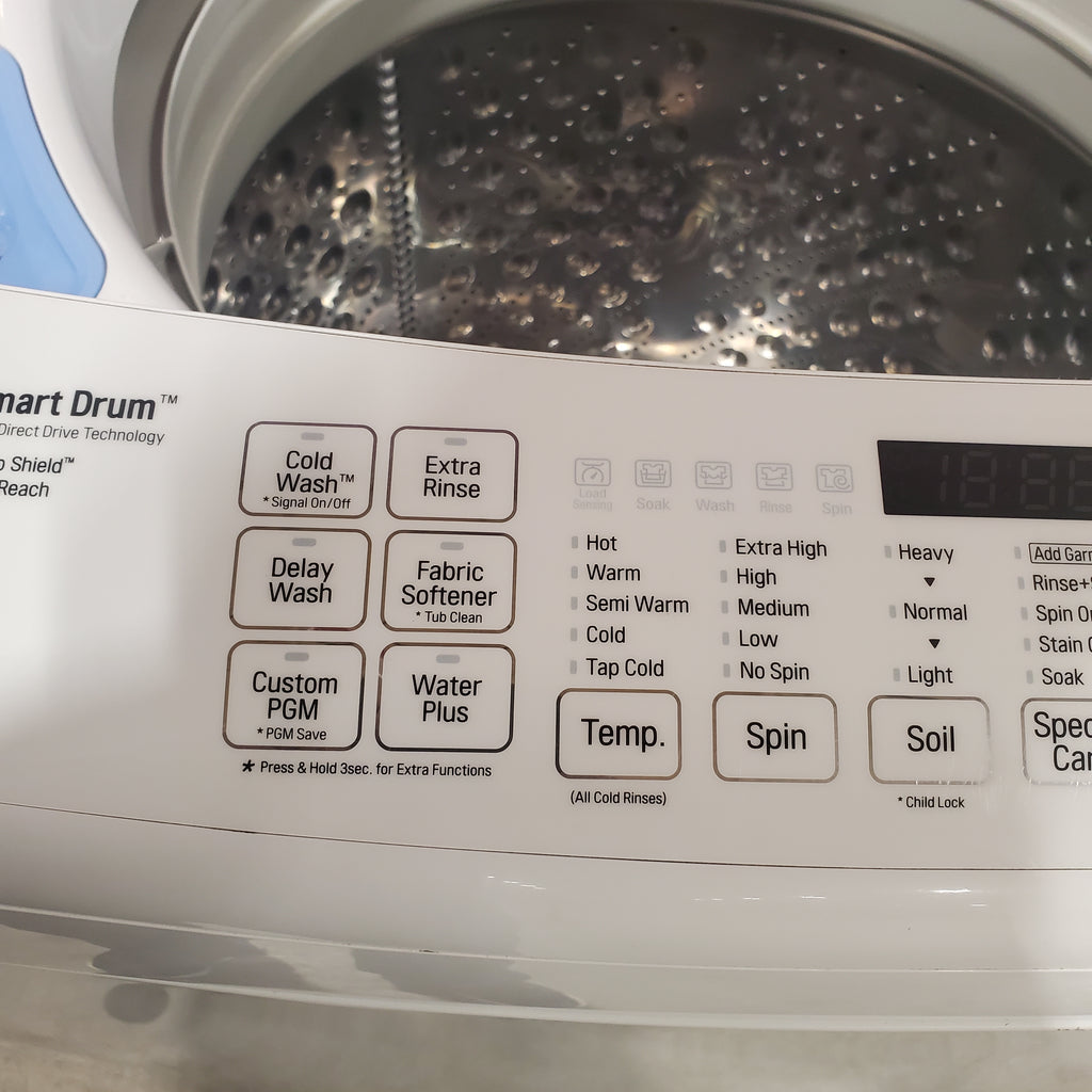 Pictures of LG 4.5 cu. ft. Ultra Large Capacity Top Load Washer with Front Control Design WT1501CW - Scratch & Dent (Moderate) and LG 7.3 cu. ft. Ultra Large Capacity High Efficiency Front Control Dryer 16112 - DLE1501W - Scratch & Dent (Moderate) - Neu Appliance Outlet - Discount Appliance Outlet in Austin, Tx