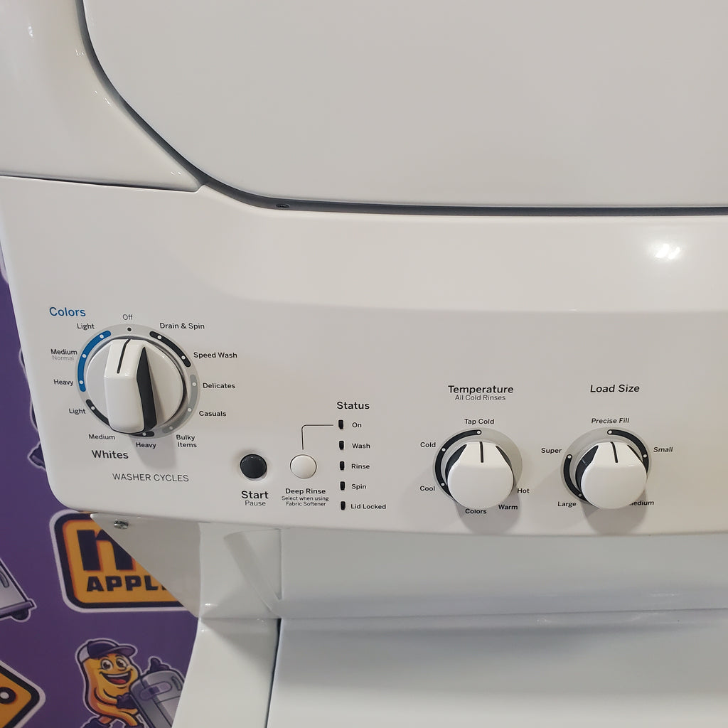 Pictures of GE White Combo 3.8 Cu. Ft. Top Load Washer and 5.9 Electric Dryer GUD27ESSM1WW - Certified Refurbished - Neu Appliance Outlet - Discount Appliance Outlet in Austin, Tx