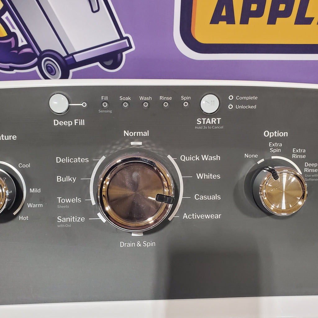 Pictures of GE® 4.5 cu. ft. Capacity Washer with Stainless Steel Basket GTW485ASWWB - Scratch & Dent (Major) and GE® 7.2 cu. ft. Capacity Electric Dryer with Up To 120 ft. Venting and Extended Tumble 16131 - GTD48EASWWB - Scratch & Dent (Minor) - Neu Appliance Outlet - Discount Appliance Outlet in Austin, Tx