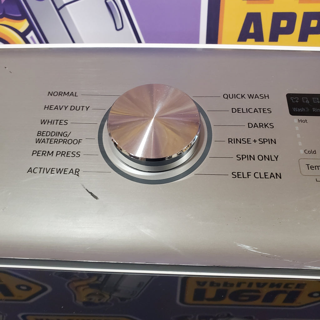 Pictures of Samsung White Top Load 5.0 Cu. Ft. Washer with Super Speed WA50R5400AW - Certified Refurbished and Samsung Front Load Electric Dryer with with Steam Sanitize+ 16111 - DVE52A5500W - Scratch & Dent (Minor) - Neu Appliance Outlet - Discount Appliance Outlet in Austin, Tx
