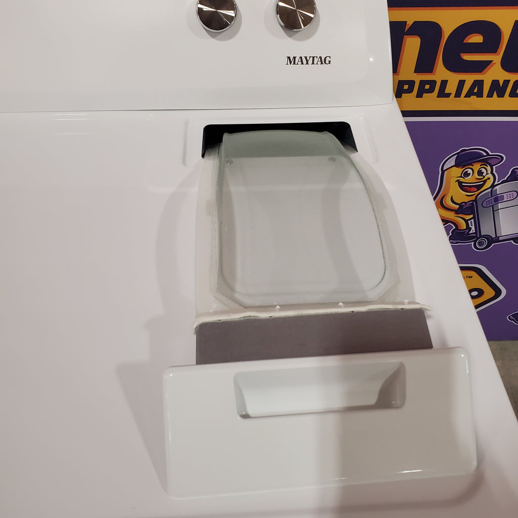 Pictures of Maytag Top Load 3.8 cu. ft. Washer with Deep Fill and Quick Wash Cycle MVW4005SW and Maytag Top Load Electric Wrinkle Prevent 7.0 cu. ft. Dryer with Auto Dry 16077 MED4005SW - Open Box - Neu Appliance Outlet - Discount Appliance Outlet in Austin, Tx