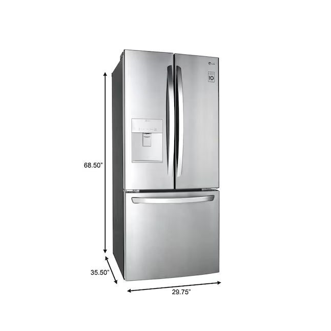 LG 22 cu. ft. 30" Wide French Door Refrigerator with Water Dispenser in Stainless Steel LFDS22520S - Open Box