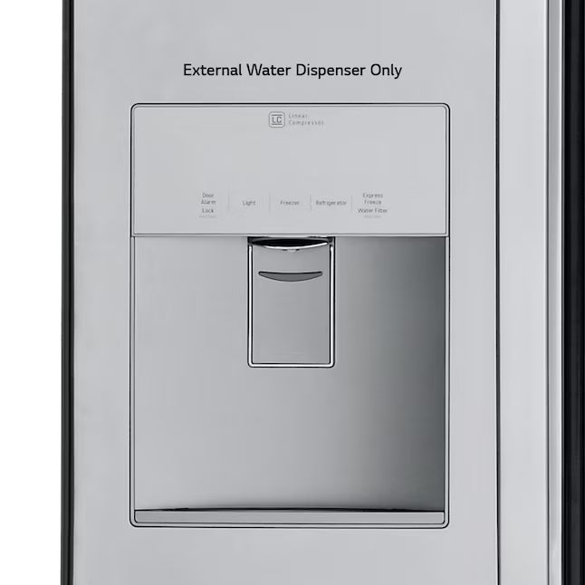 LG 22 cu. ft. 30" Wide French Door Refrigerator with Water Dispenser in Stainless Steel LFDS22520S - Open Box