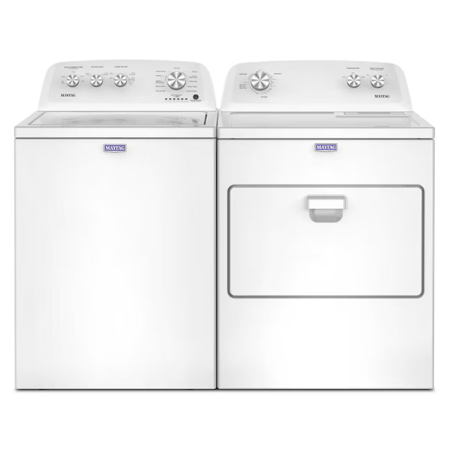 Maytag Top Load 3.8 cu. ft. Washer with Deep Fill and Quick Wash Cycle MVW4005SW - Open Box and Maytag Top Load Electric Wrinkle Prevent 7.0 cu. ft. Dryer with Auto Dry MED4005SW - Scratch & Dent (Moderate)